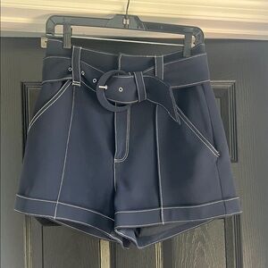 Cinq a Sept Navy Belted Women Shorts